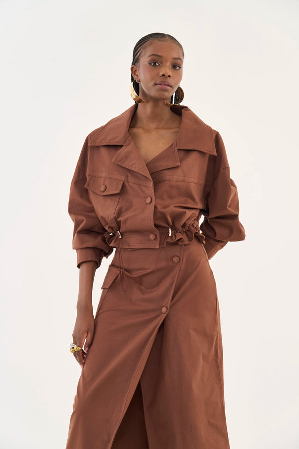Cropped Loose Jacket with Front Pockets Colcci
