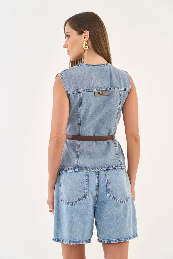 Fitted Denim Waistcoat Colcci