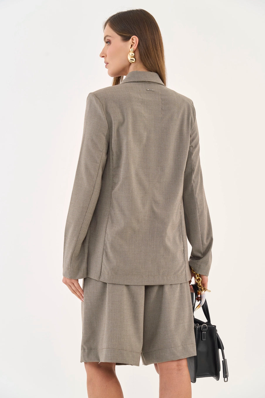 Blazer Colcci Oversized com Padrão Xadrez e Corte Apurado
