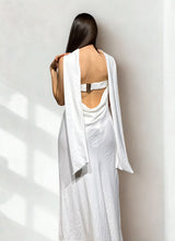 Sculptural Open-Back Gown with Ruffle Detail Arggido