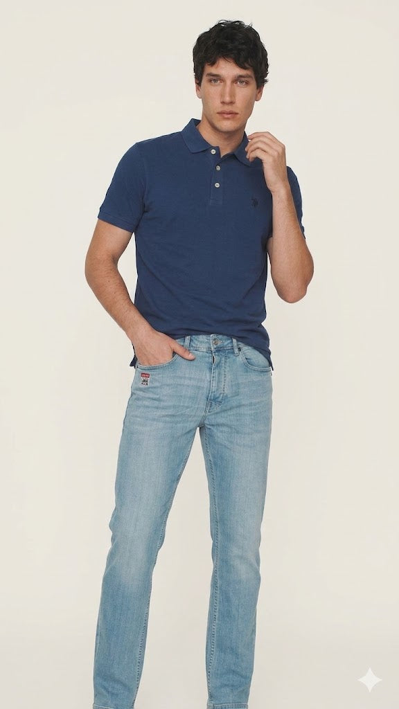 Bleach Blue Denim Tapered Fit Stretch Jeans U.S. Polo Assn.