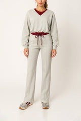 2in1 Light Grey Cropped V-Neck Sweatshirt Sahoco