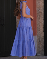 Vestido Maxi com Folhos e Alças Largas de Atar Sahoco