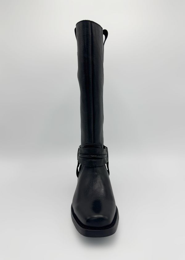 Chunky Biker Boots with Low Block Heel Ruika