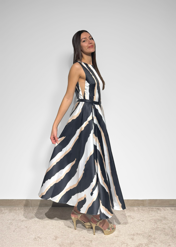 Tricolor Fluid Midi Dress with Back Detail Carla Ruiz