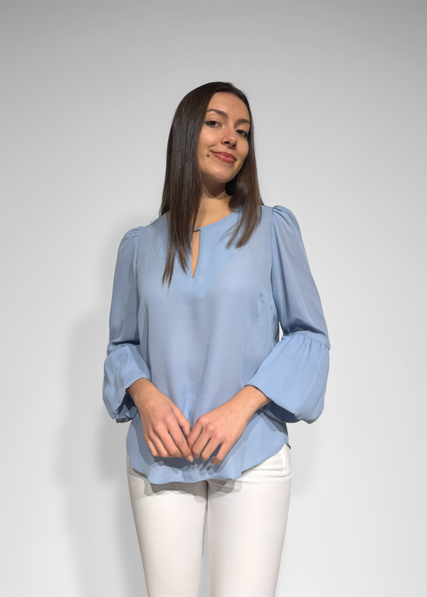 Keyhole Back 3/4 Sleeve Blouse Silvina Campos