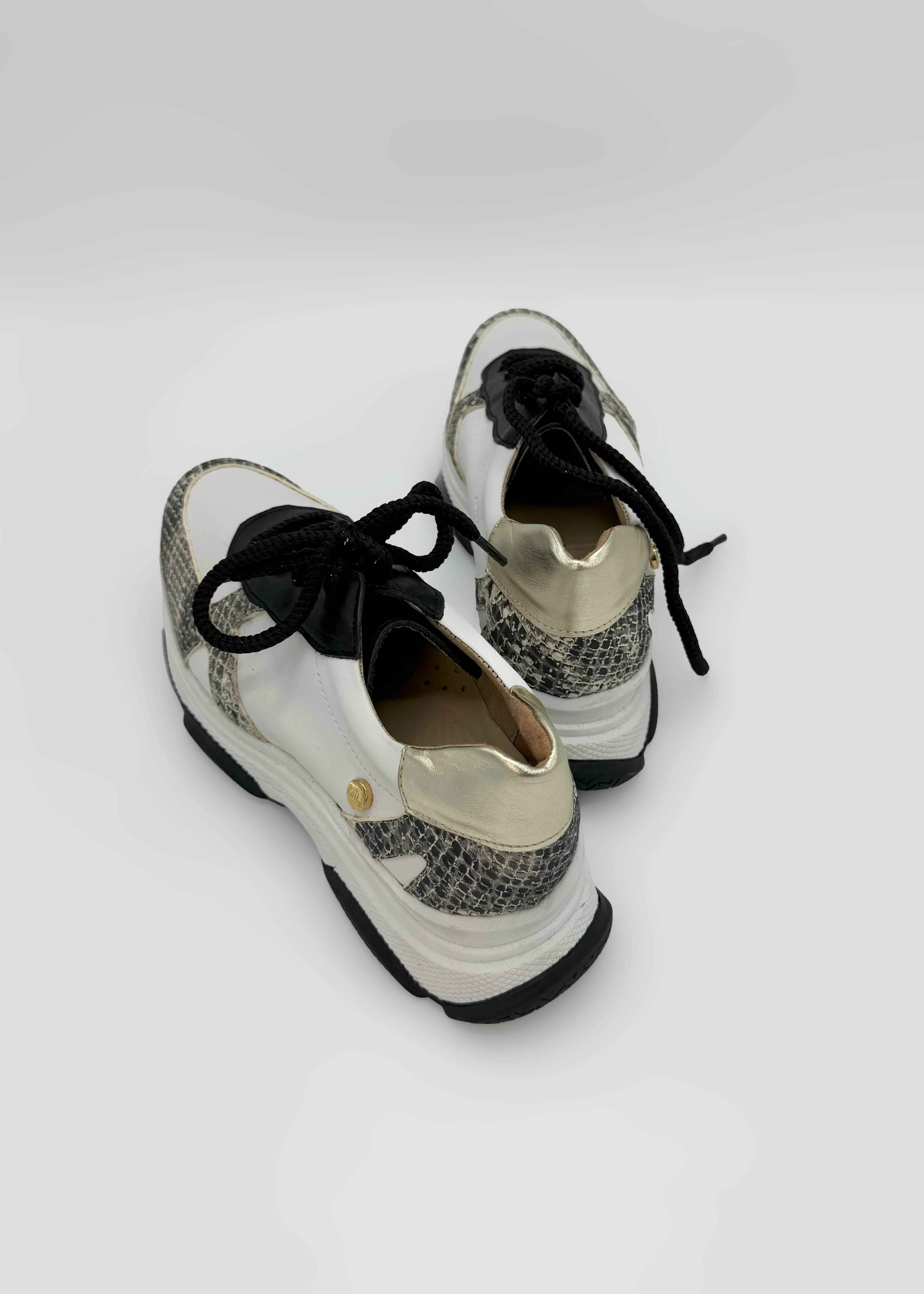 White & Python Print Sneakers Ruika
