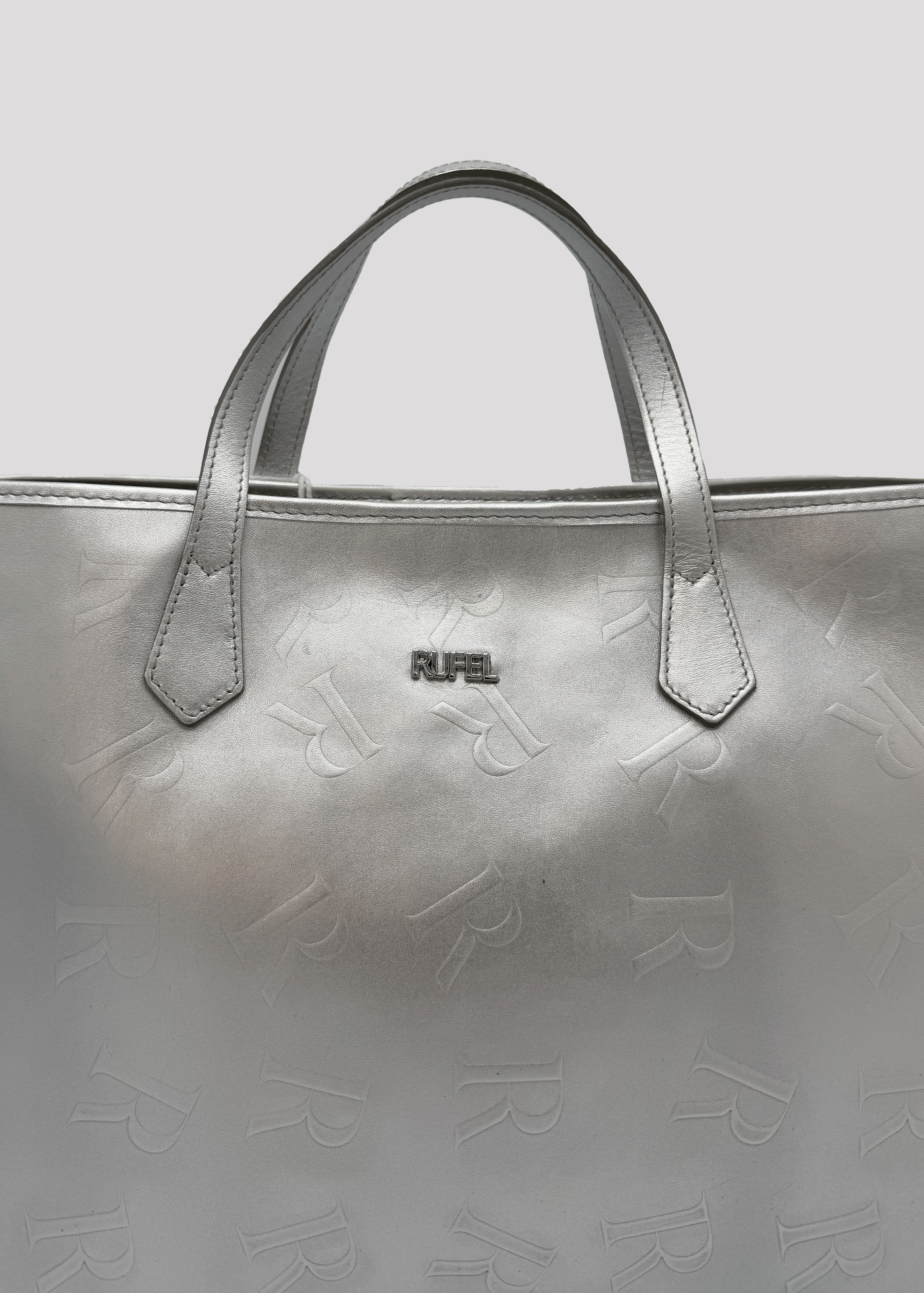 Metallic Large handbag with logo Rufel
