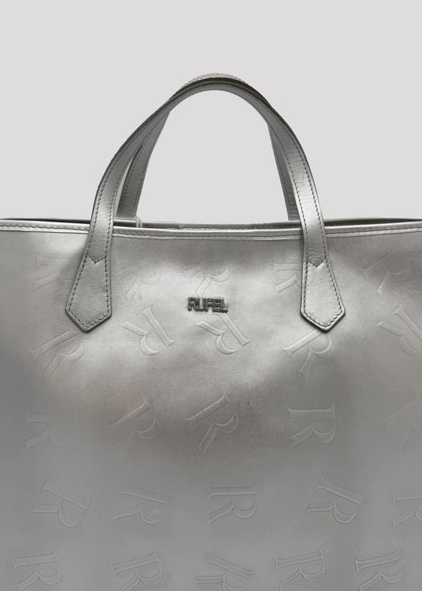 Metallic Large handbag with logo Rufel