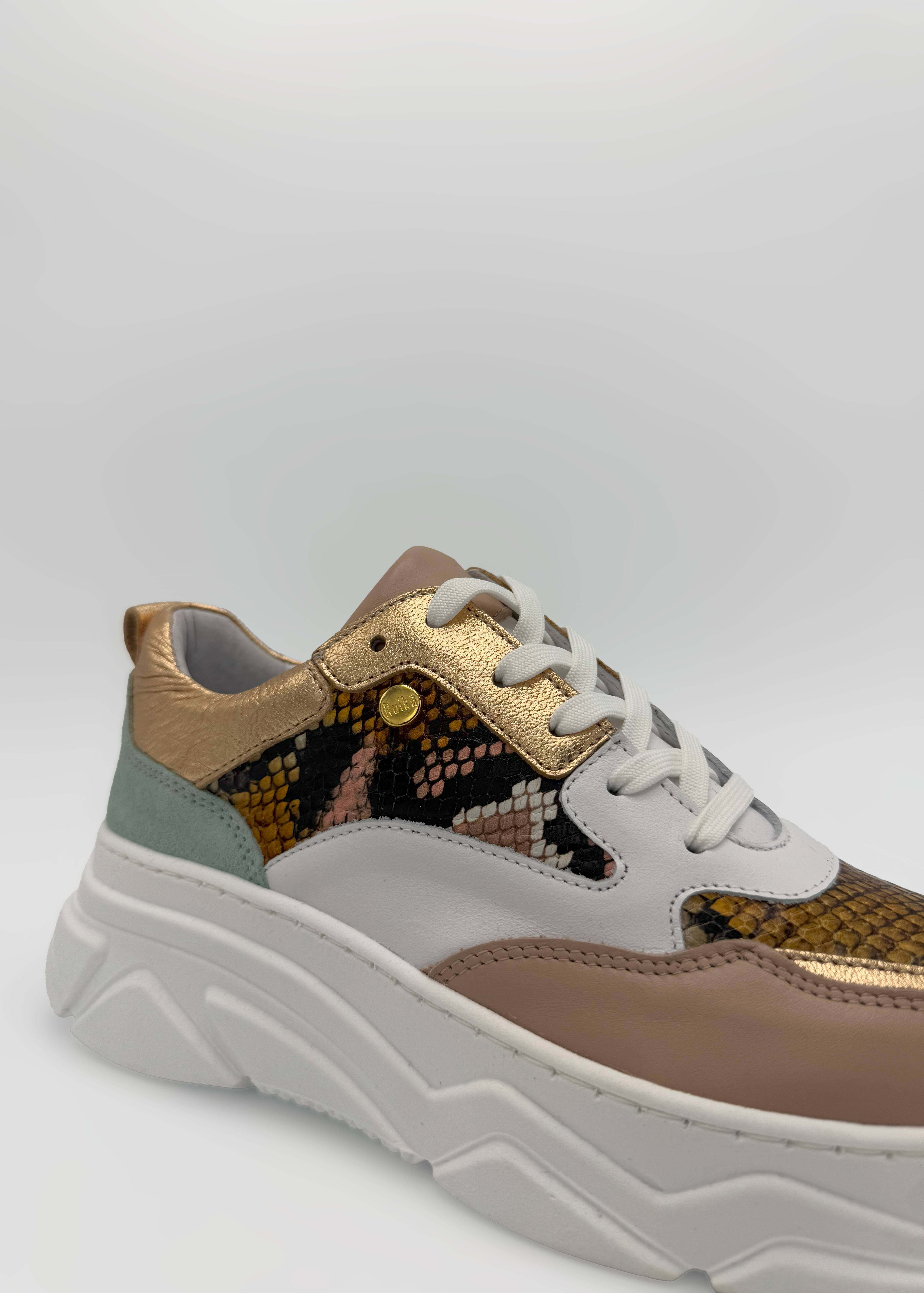 Nude Python-Effect Sneakers Ruika