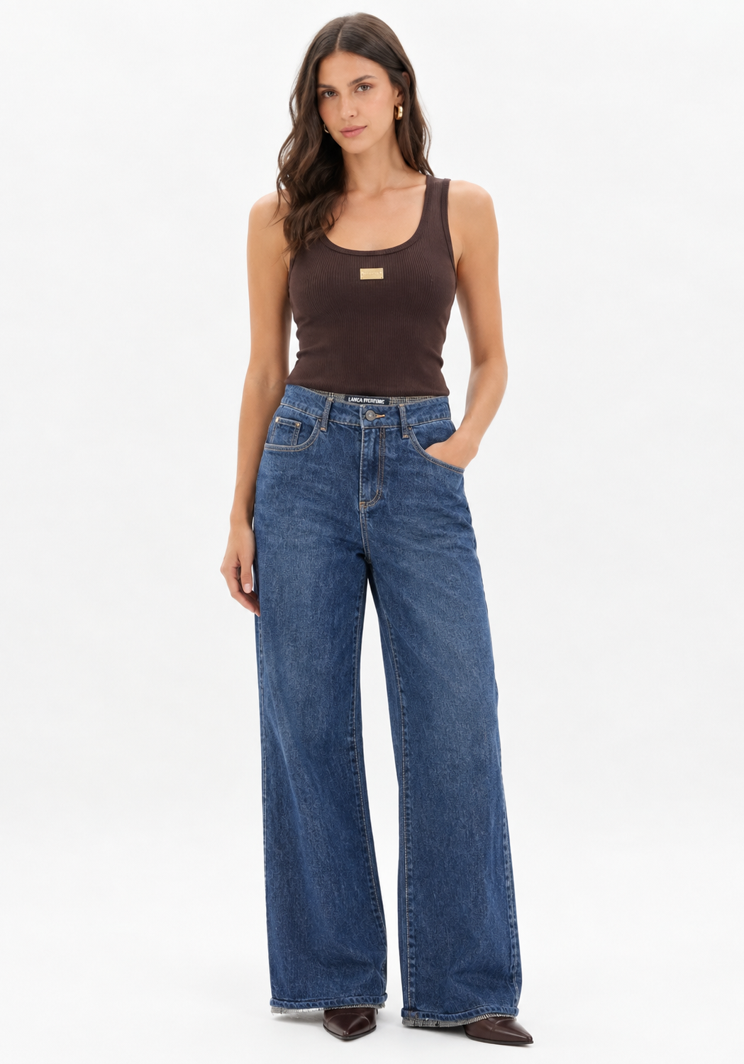 Full-Length Mid-Rise Denim Trousers Lança Perfume