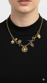 Gold Necklace with Blue-Toned Pendants Jetlag