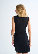 Vestido Curto Justo em Malha Modal com Franzido Lez a Lez
