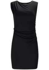 Vestido Curto Justo em Malha Modal com Franzido Lez a Lez