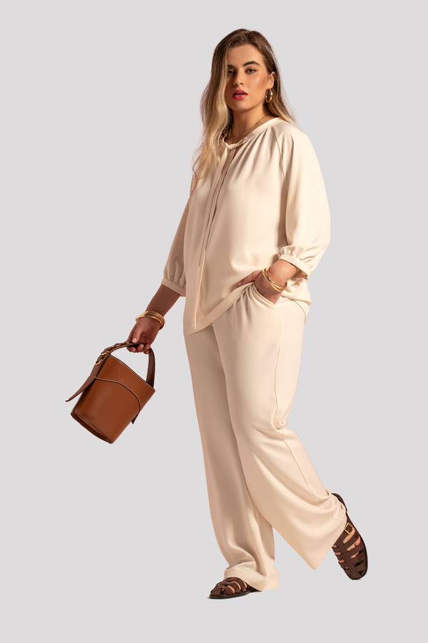 Wide-Leg Twill Trousers Quattro Venti