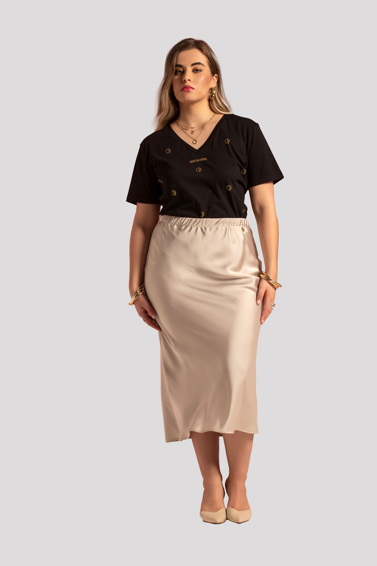 Satin Midi Skirt Quattro Venti