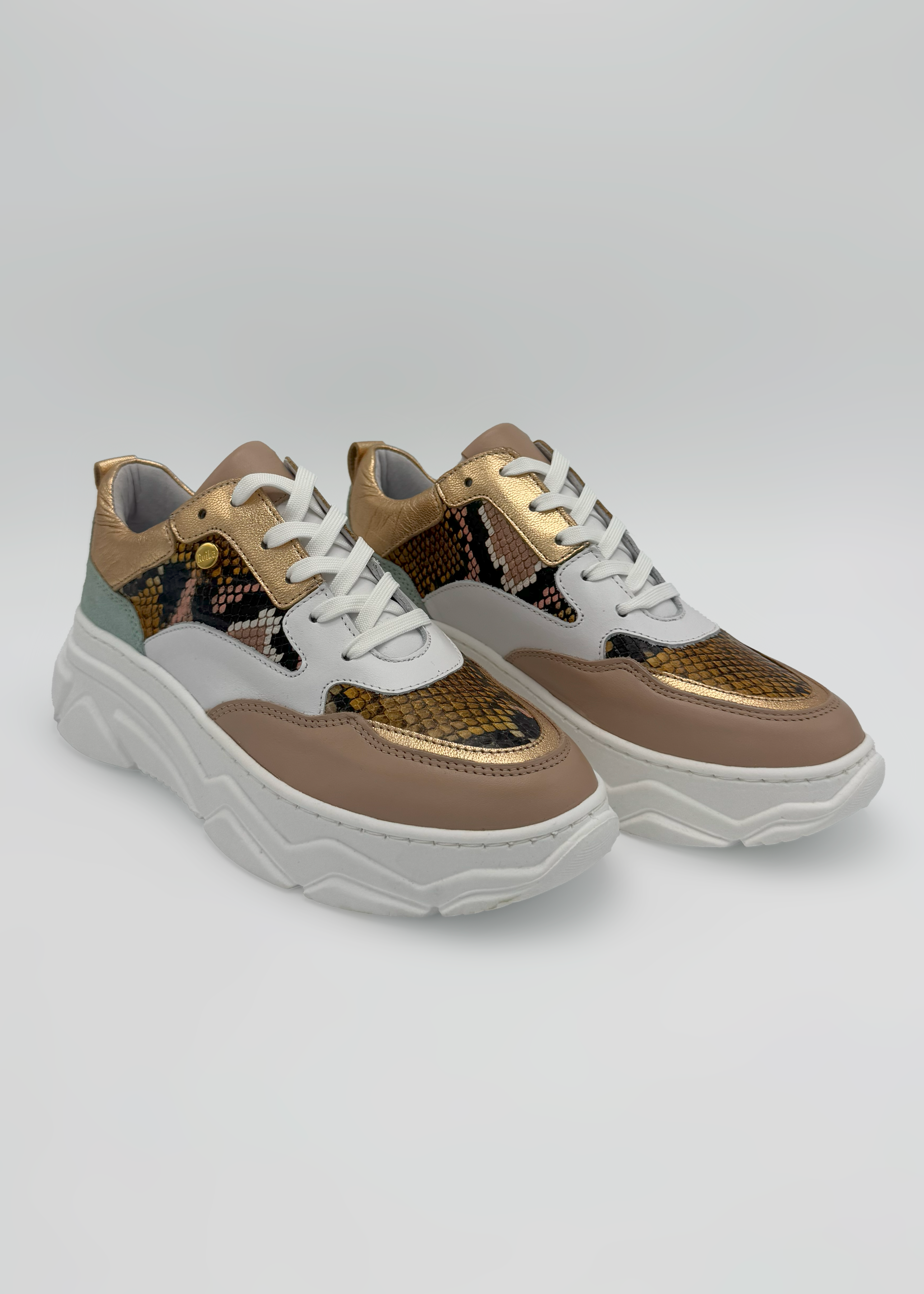 Nude Python-Effect Sneakers Ruika