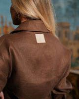 Double-Breasted Cropped Linen Jacket Sahoco