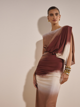 Vestido Super Midi Franzido Estampado Lança Perfume