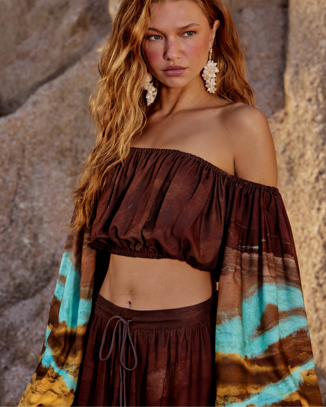 Off-the-Shoulder Printed Crop Top Lança Perfume