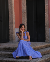 Vestido Maxi com Folhos e Alças Largas de Atar Sahoco