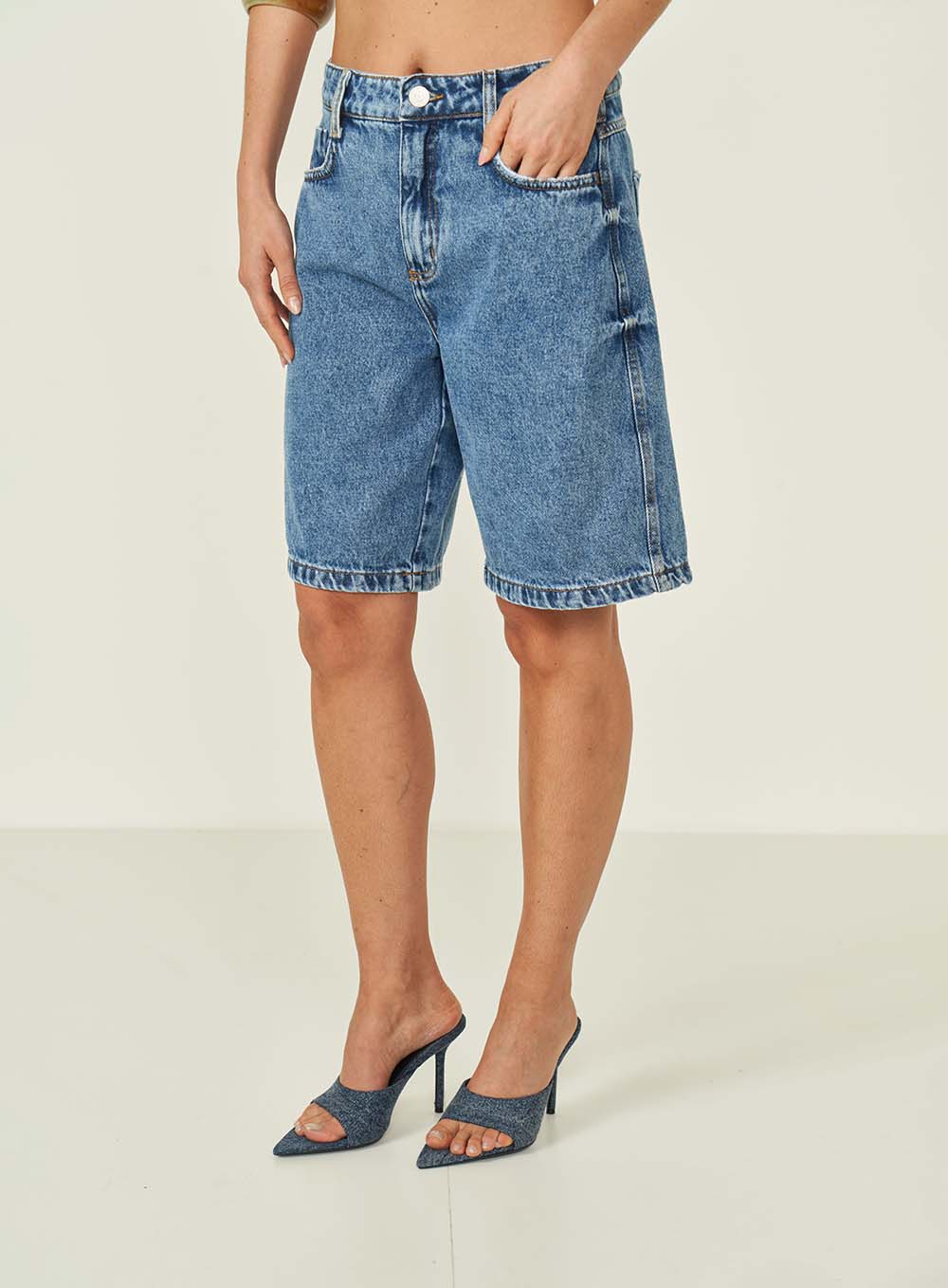 High-Rise Denim Cancun Shorts Colcci