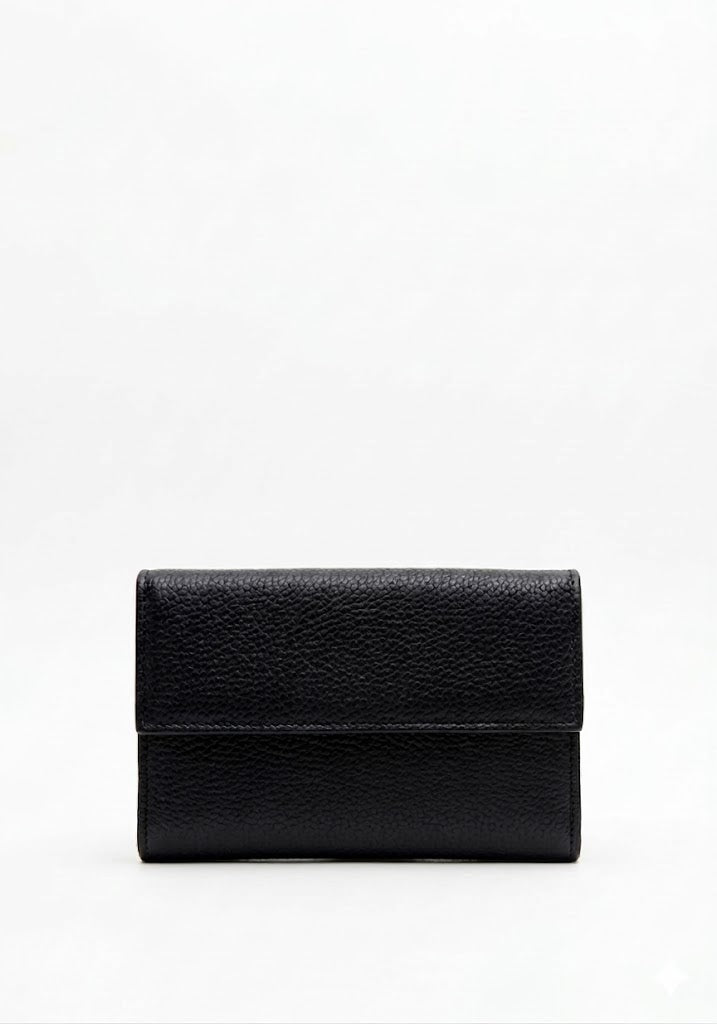 Metallic Logo Textured Flap Wallet  Rufel