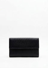 Metallic Logo Textured Flap Wallet  Rufel