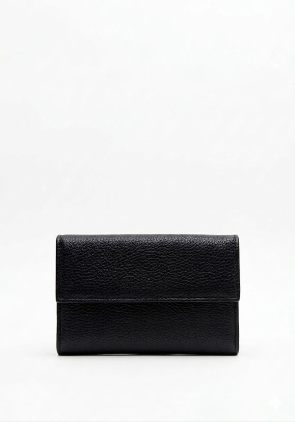 Metallic Logo Textured Flap Wallet  Rufel