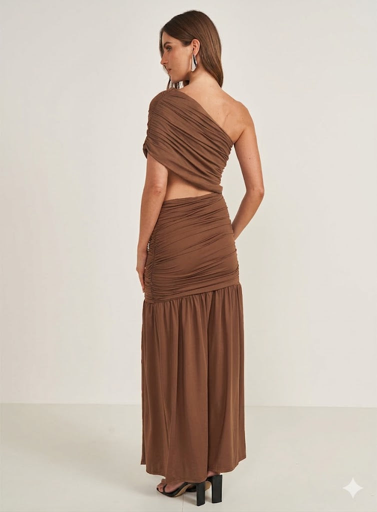 One-Shoulder Asymmetrical Cut-Out Midi Dress Colcci