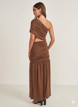 One-Shoulder Asymmetrical Cut-Out Midi Dress Colcci