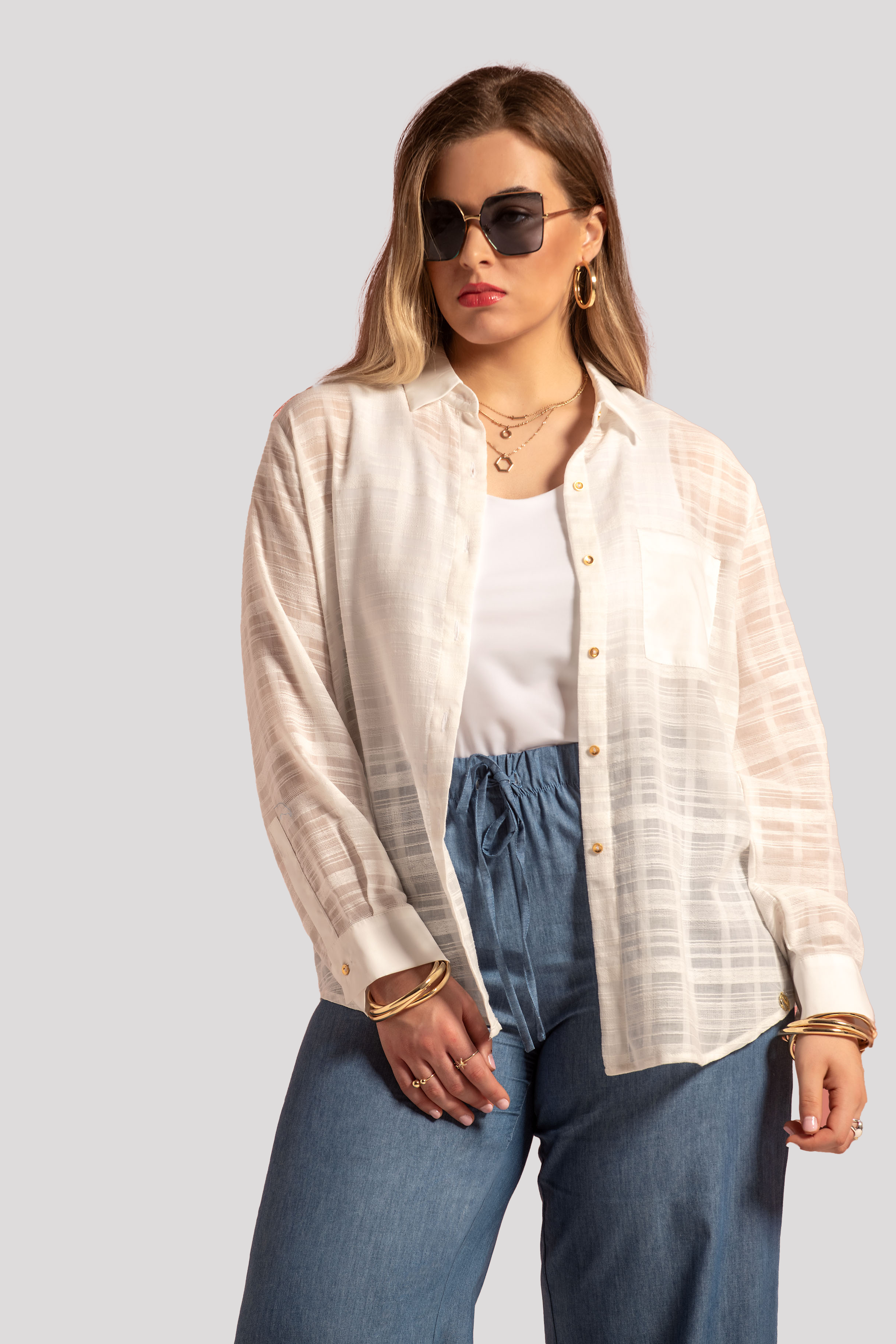 Camisa com transparência Quattro Venti