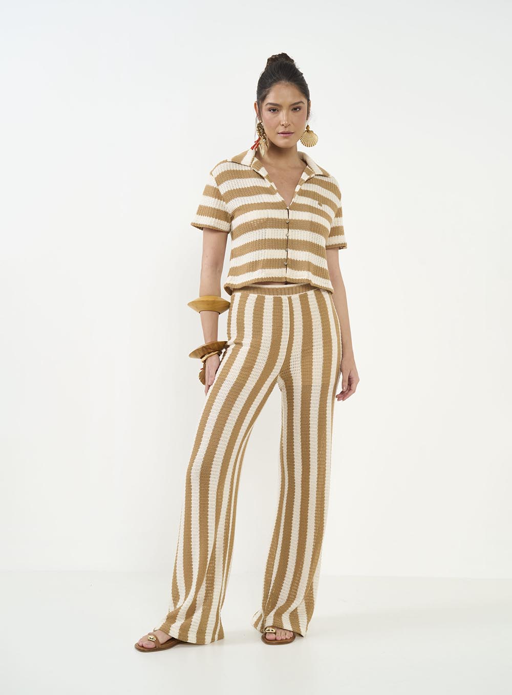 Joana Striped Wide-Leg Pants Colcci