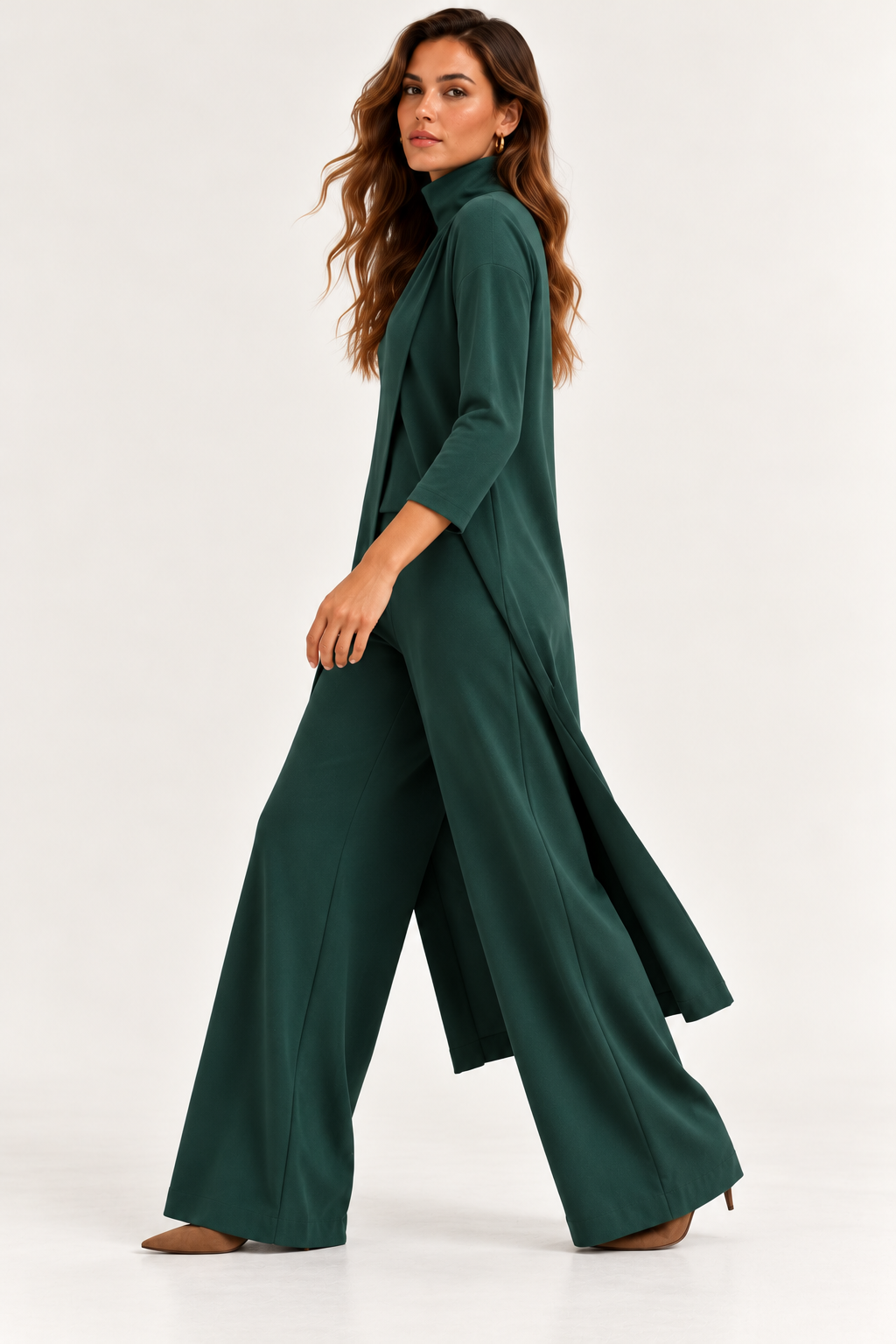 Green Aura Asymmetrical Draped Knit Tunic Sahoco