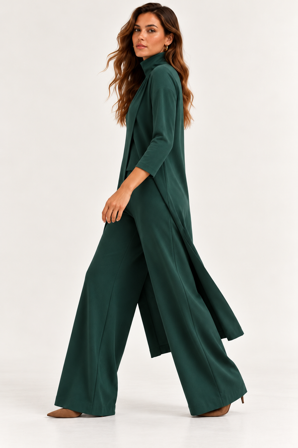 Green Aura Asymmetrical Draped Knit Tunic Sahoco