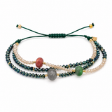 Set of 3 Green Beaded Adjustable Bracelets Jetlag