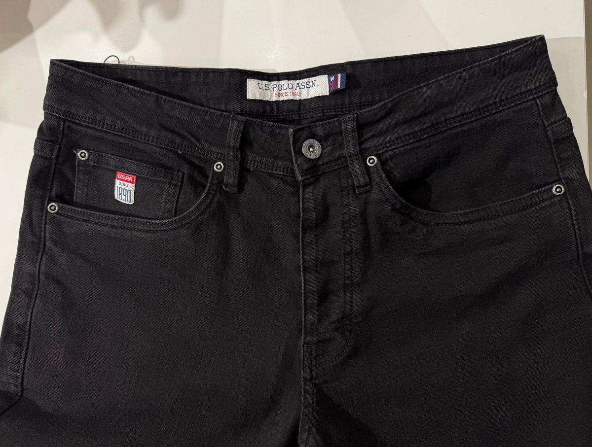 Calça de ganga preta de corte afunilado da US Polo Assn.