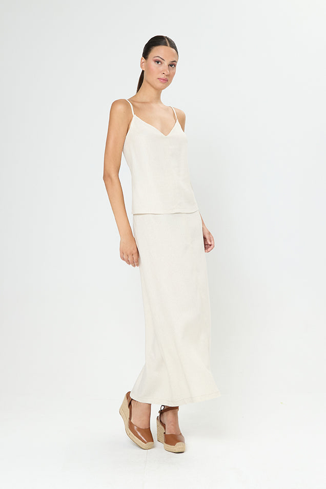 Conjunto de top e saia midi Arggido