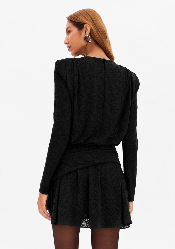 Black Lace Long-Sleeve Mini Dress Lança Perfume