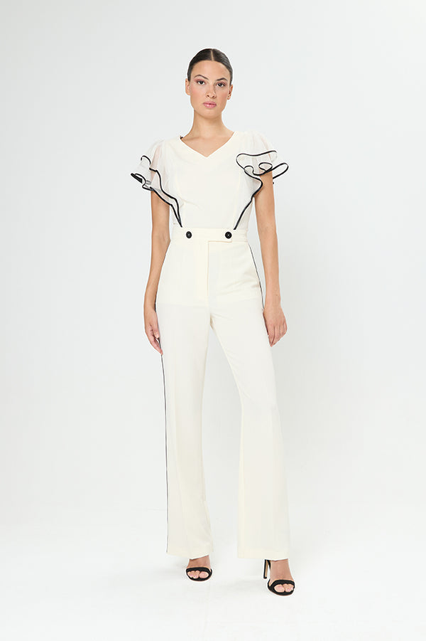 Ruffle-Sleeve V-Neck Blouse Arggido