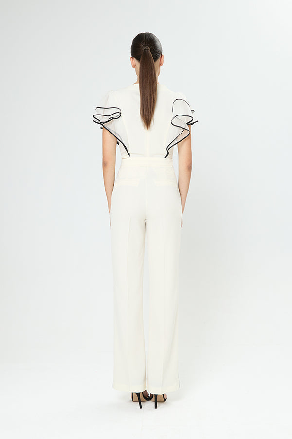Ruffle-Sleeve V-Neck Blouse Arggido