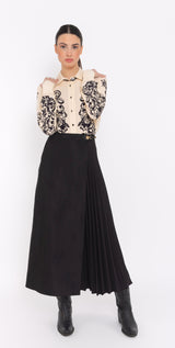 Back Pleated Maxi Skirts Arggido