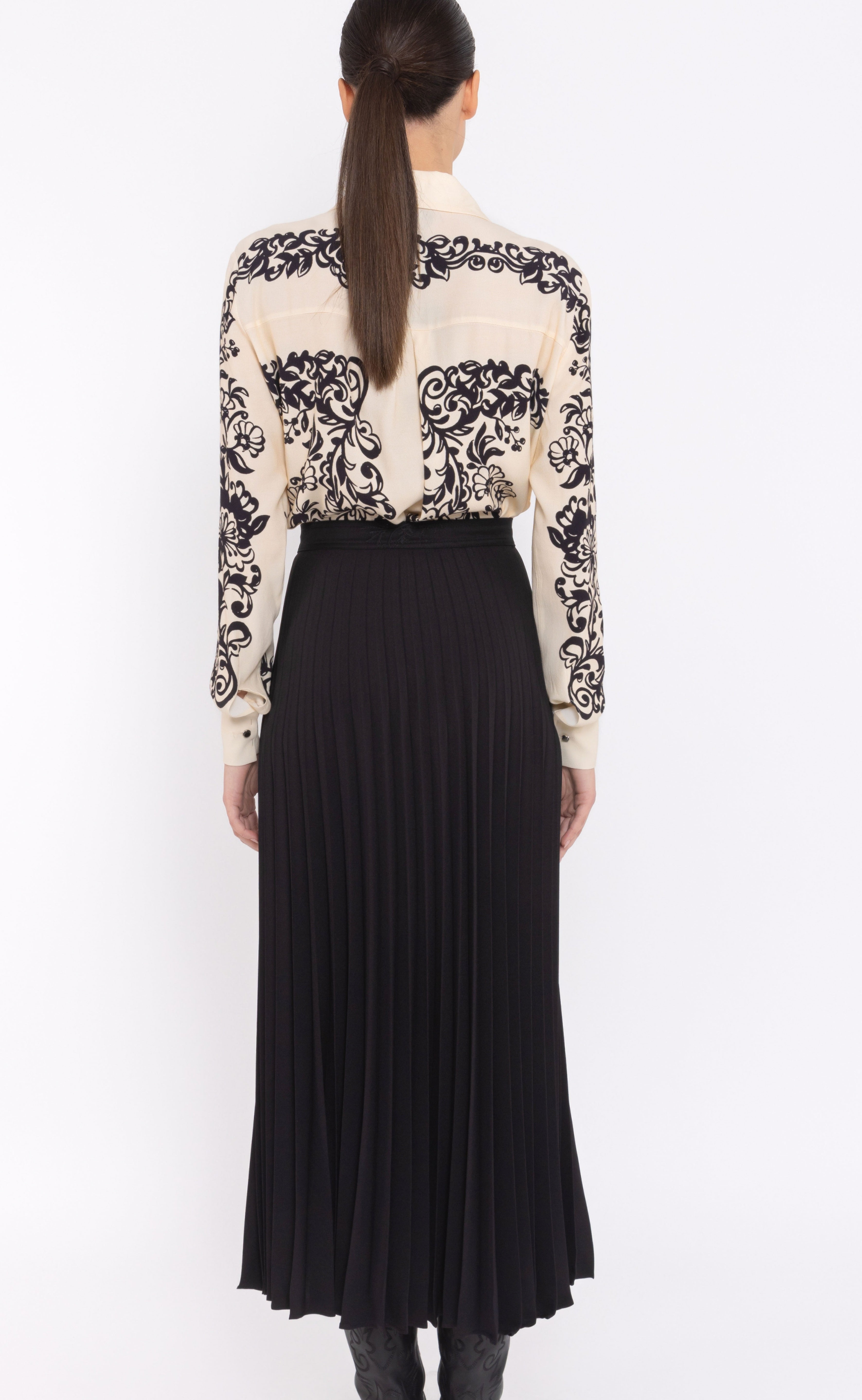 Back Pleated Maxi Skirts Arggido