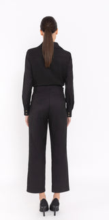 Black Tailored Trousers with Embroidered Details Arggido