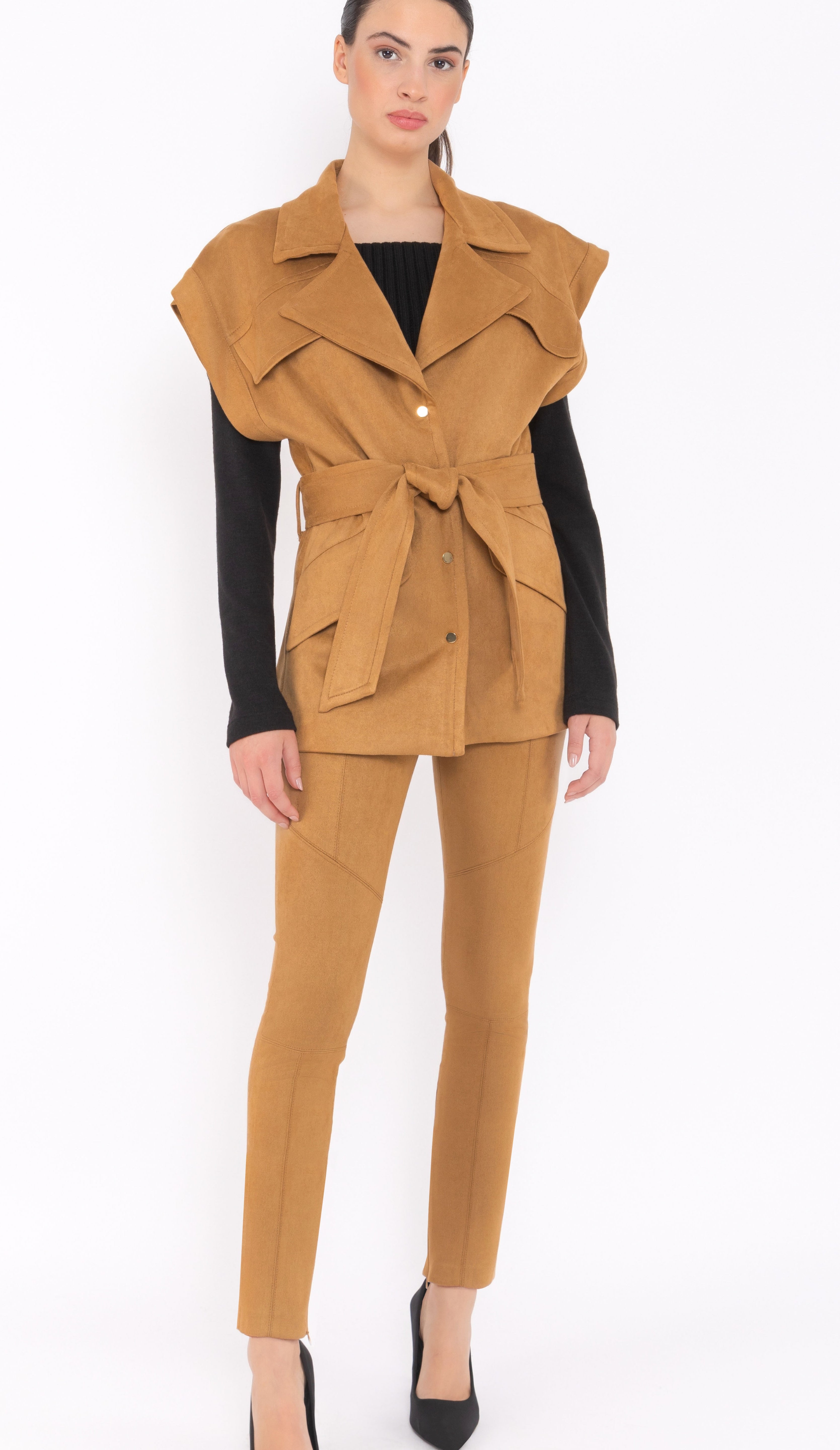 Belted Suede Waistcoat Arggido