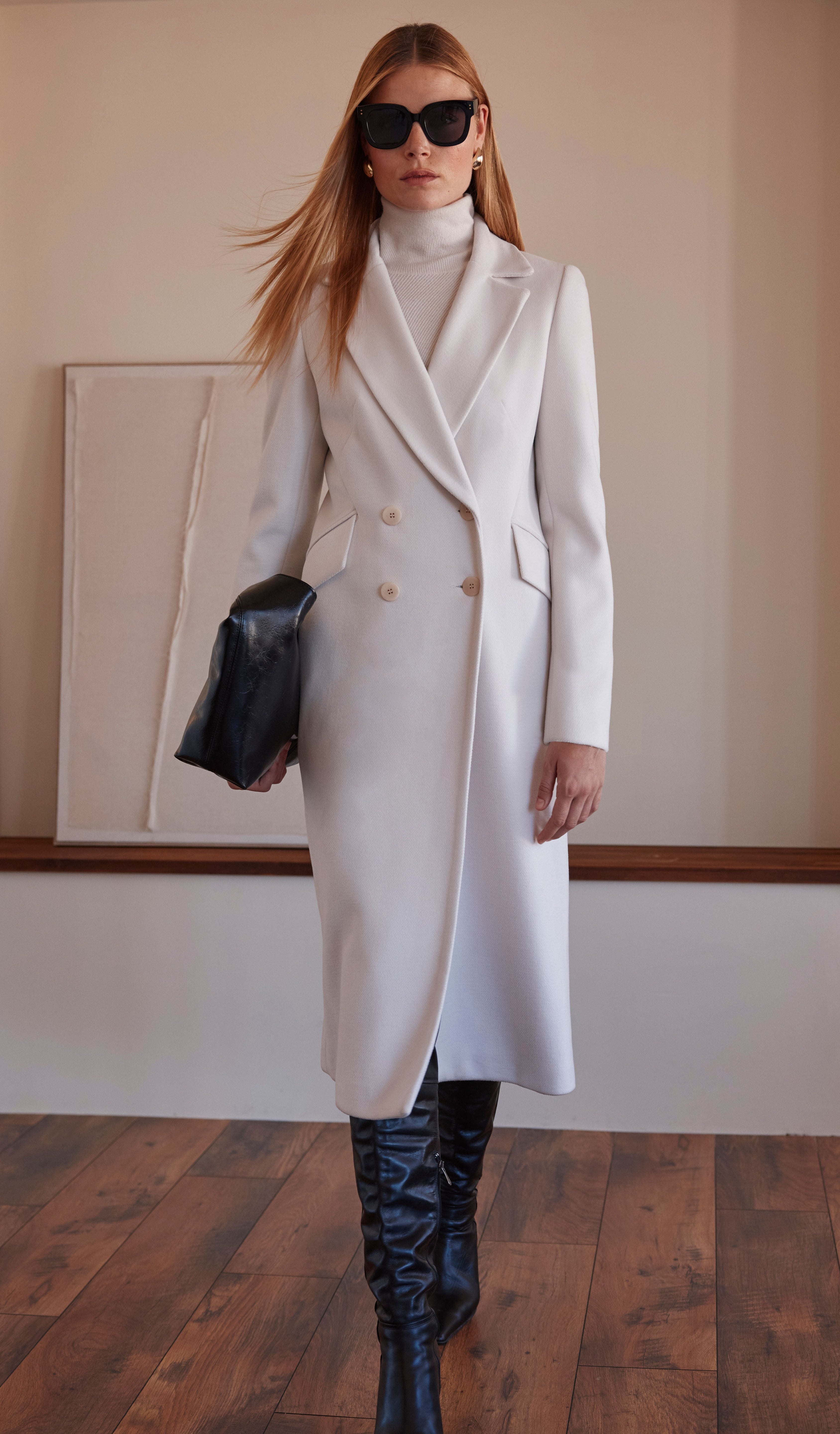 Wool Blend Double Breasted Blindseam Coat Arggido