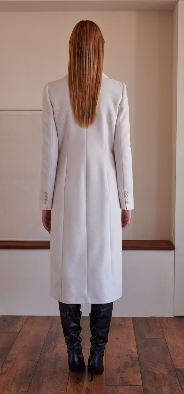 Wool Blend Double Breasted Blindseam Coat Arggido