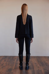 Denim Short Jacket with Rear Button Detail Arggido