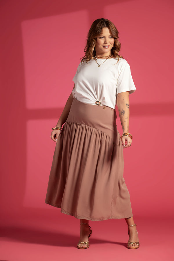 Brown Pleated Midi Skirt Quattro Venti