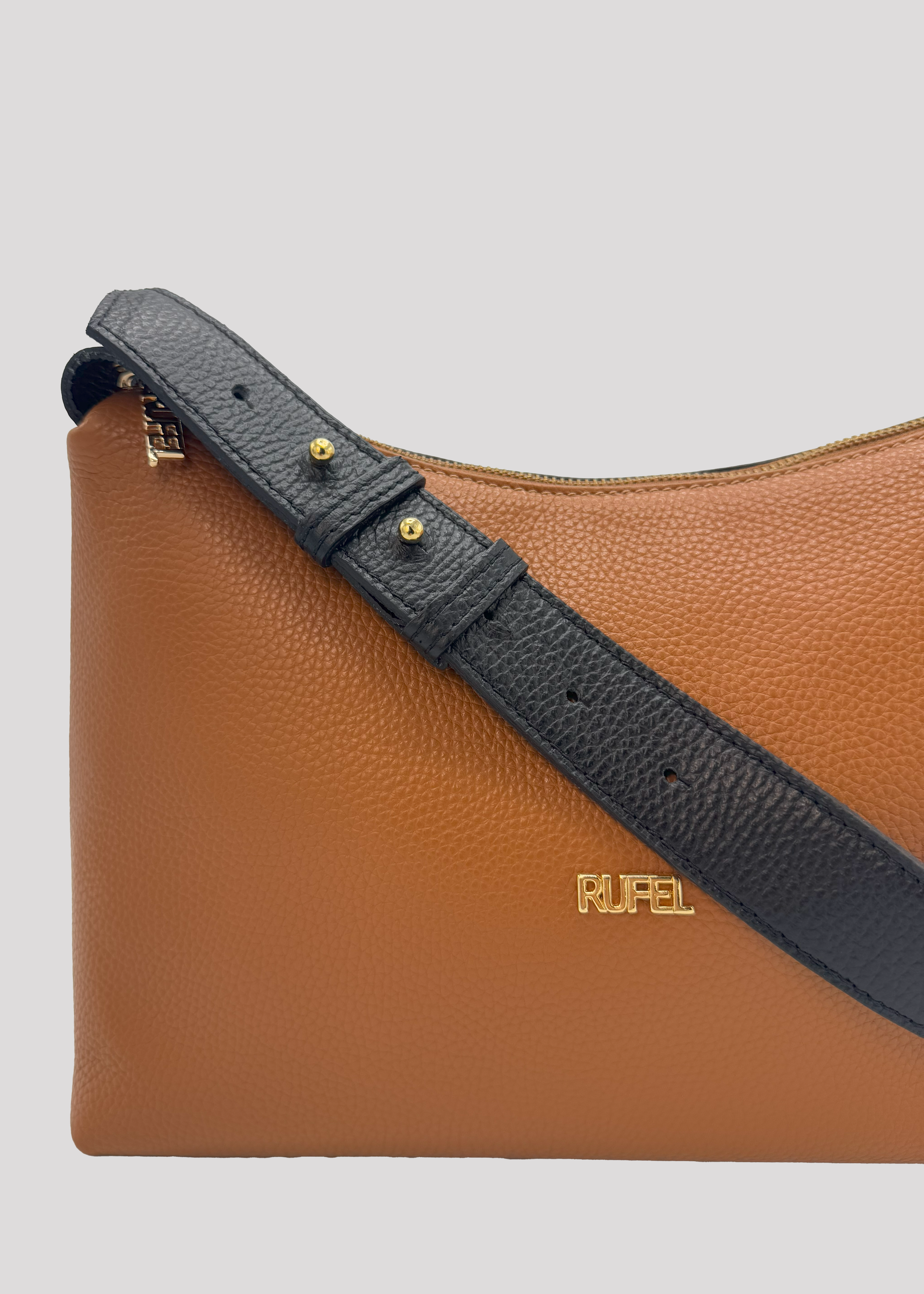 Camel and black shoulder bag Rufel